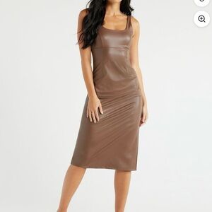 Women Size Faux Leather Dress, Below Knee Length, Sizes XS